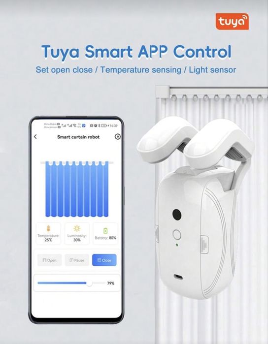 deschizător automat perdele/draperii smart curtain control Tuya