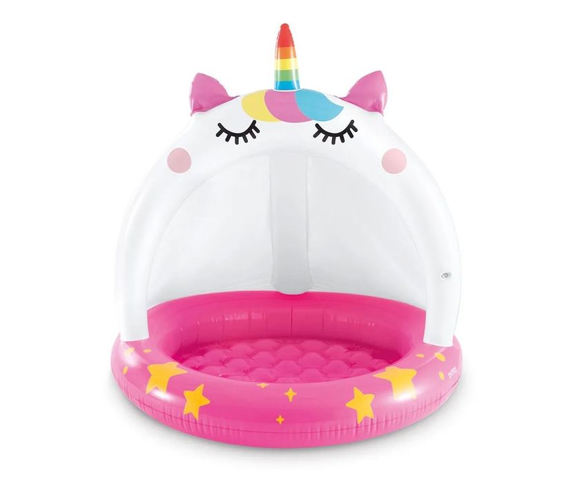 Бебешки надуваем басейн Intex Unicorn, 102 x 102 см със сенник