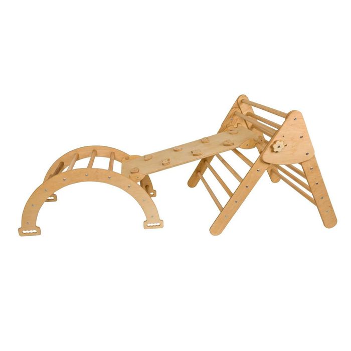Set de catarare mare 3in1, Triunghi Pikler cu Rampa si Arc Escaladare