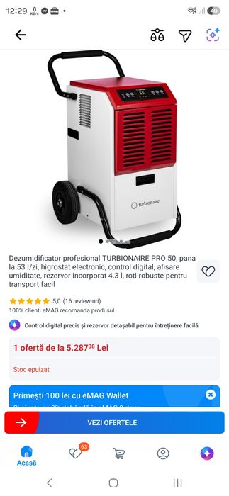 Dezumidificator profesional/industrial Turbionaire  PRO 50