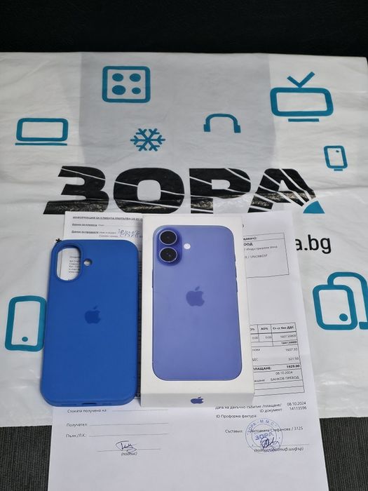 КАТО НОВ 128GB iPhone 16 Гаранция ЗОРА 2026г. Ultramarine | Син