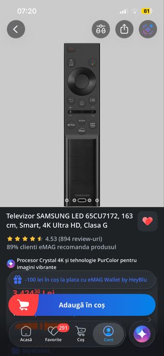 Televizor SAMSUNG LED 65CU7172