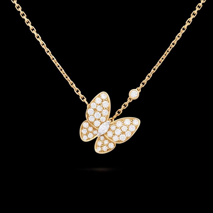 Van Cleef & Arpels VCA Gold Diamond Two Butterfly Дамско Колие