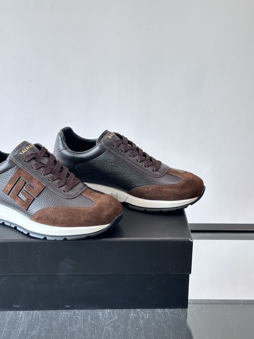Balmain Monogram Runner Sneaker "Dark Brown Leather"
