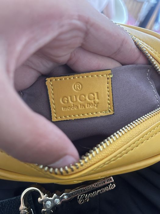 Gucci GG Marmont Mini Camera Bag in Marigold Yellow Matelassé Calfski