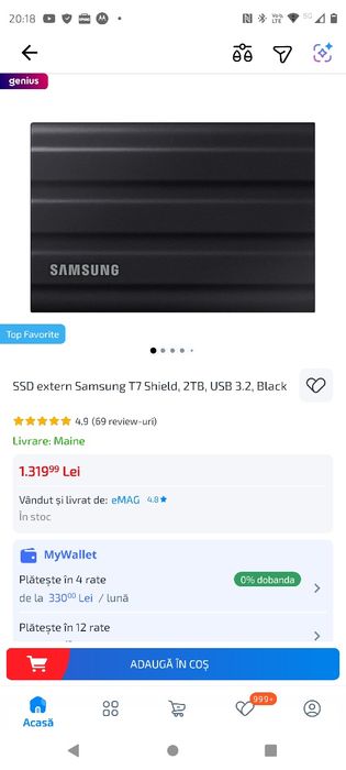 Samsung SSD extern 2 TB T7 Shield