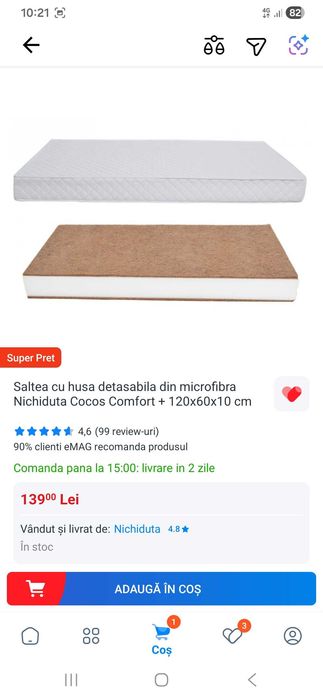 Saltea + pat bebe ca nou cu toate accesoriile