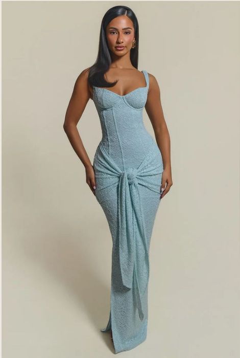 Рокля "Mars the Label" THE LACE TIE FRONT MAXI DRESS IN LIGHT BLUE