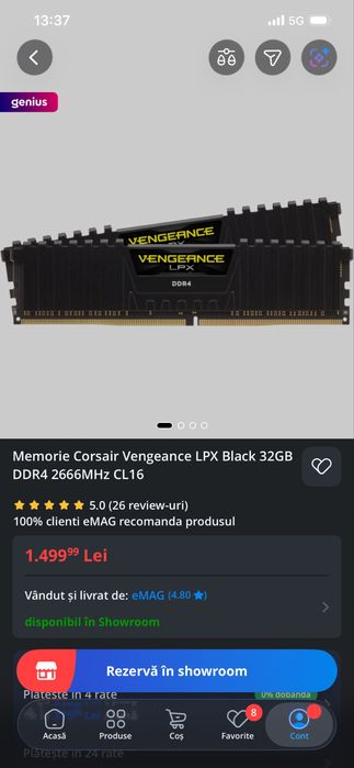 Memorii Dual-Channel Corsair Vengeance LPX DDR4 32GB (2x16GB)