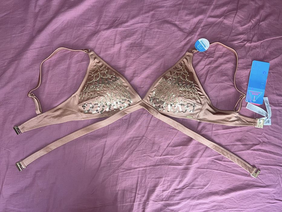 Бански М/Л nude - цвят с мъниста и паети