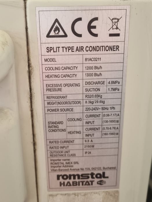 Aparat aer condiționat Romstal Habitat 12.000 btu