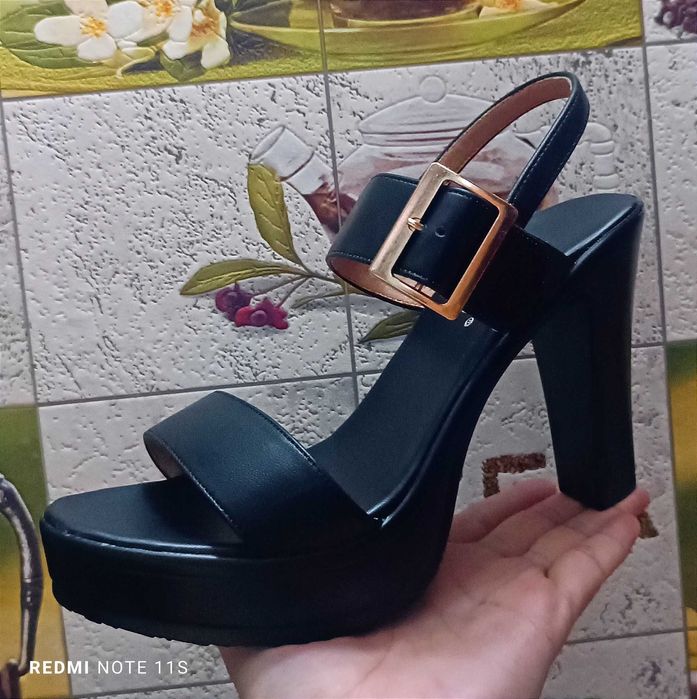 Босоножки черные на высоком каблуке/босоножка кора баланд каблук Китай