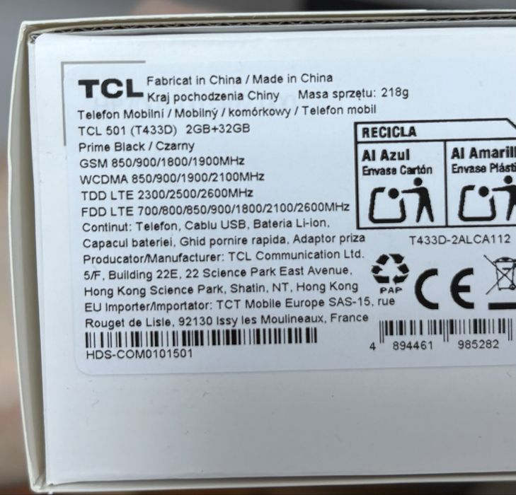 TCL 501 – nou, sigilat