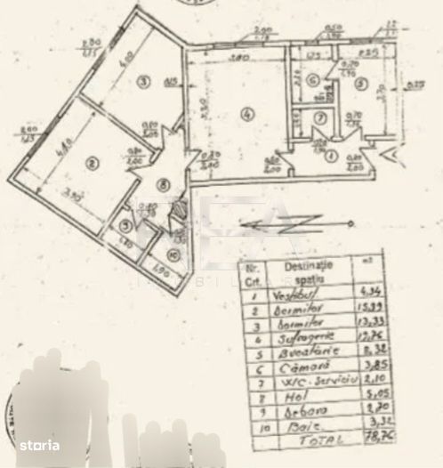 3 camere, P/4, 79mp-Drumul Sarii