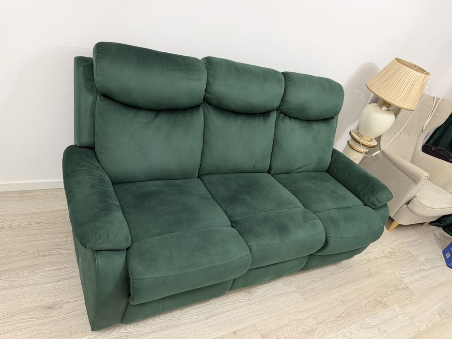 Canapea Mobexpert 3 locuri LOUIS XL, 2 reclinere manuale, stofă