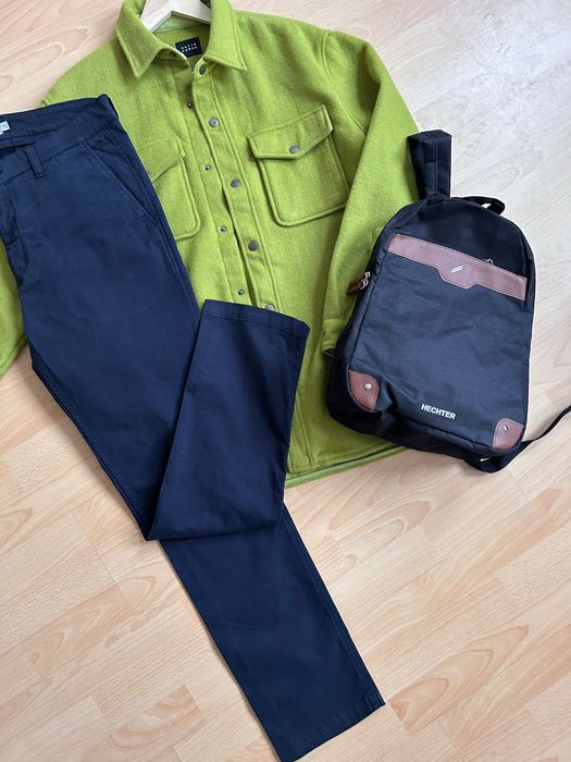 David NAMAN зелена връхна топла вълнена риза