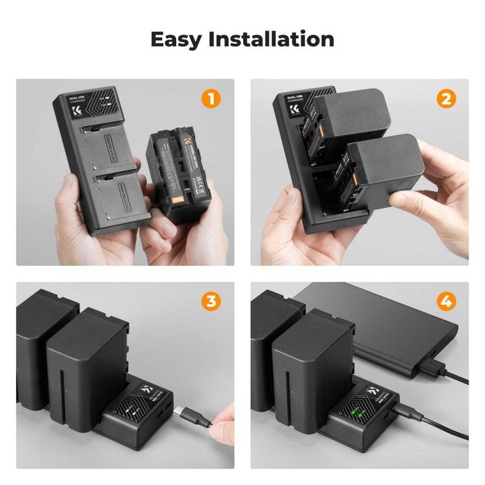 Комплект 2 батерии NP-F970 + зарядно K&F Concept