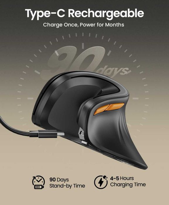 ProtoArc Ергономична мишка EM11 NL Bluetooth презареждаща  се безжична