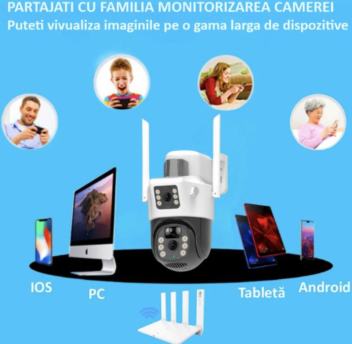 Camera WIFi de supraveghere rotativa V380 solar night vision IP66 PTZ