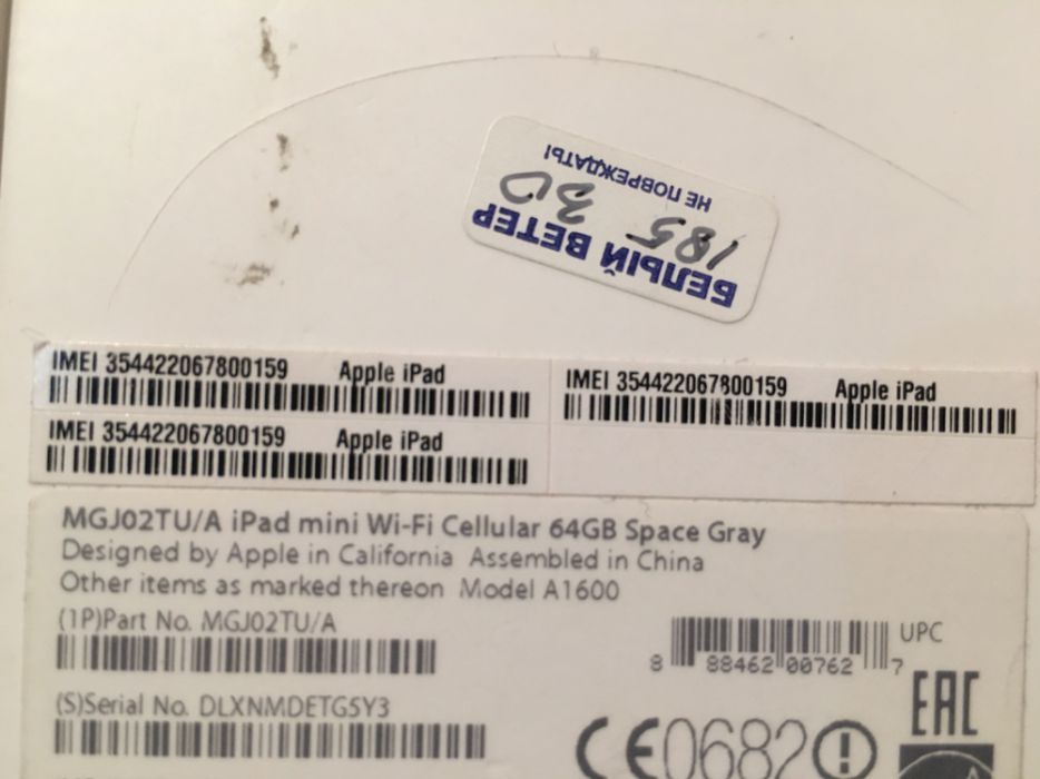 iPad mini 3 WIFI + Cellular 4G/LTE 64 GB space grey