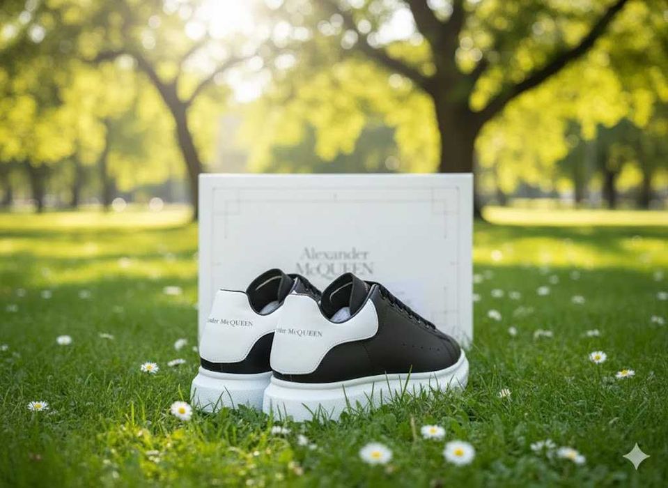 Adidasi Alexander Mc Q u e e n Negru Alb - Piele - Full Box