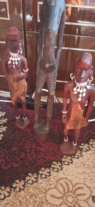 2 ръчно изработени африкански дърворезби