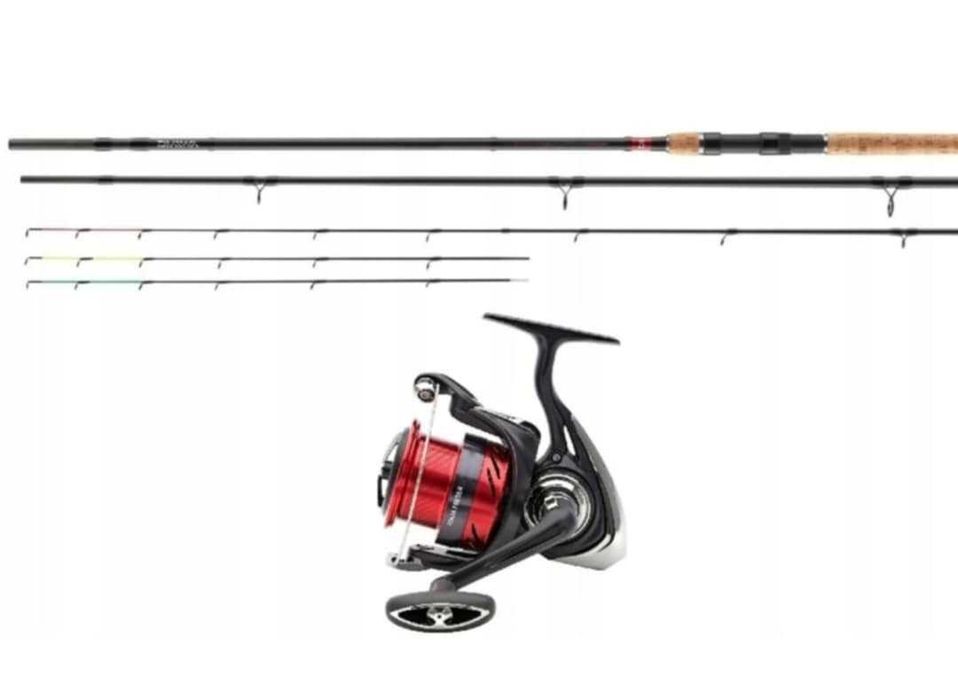 Фидер комплект Daiwa Ninja. Въдица 3.60мт 120гр,макара и подарък корда