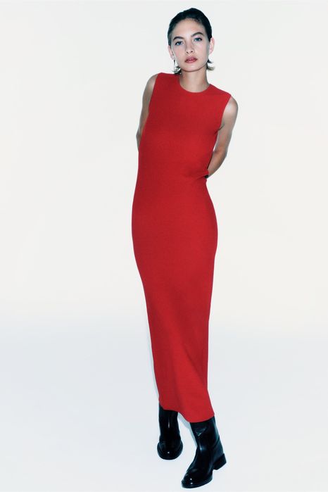 Червена рокля без ръкав Zara ZW Collection
