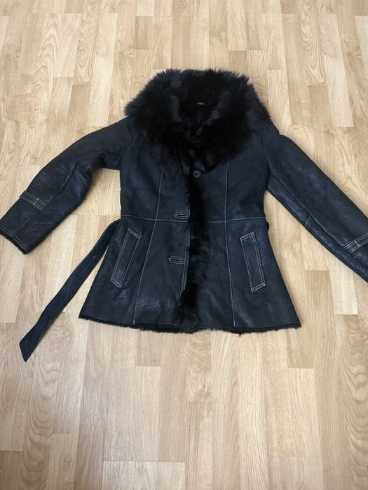 Cojoc blana naturala negru cu sidef