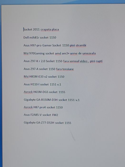 Pentru piese/reparat placa de baza 17 buc