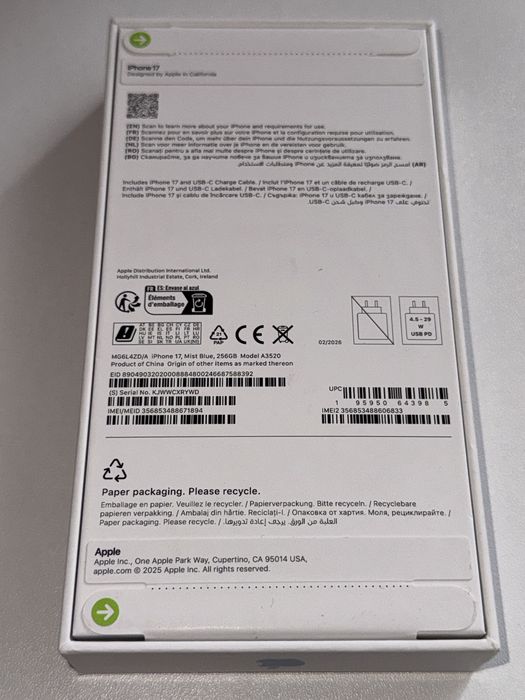 Iphone 17 256 Mist Blue 256 GB Nou Sigilat