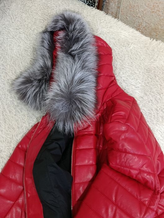 Кожаный пуховик 50-52 размер