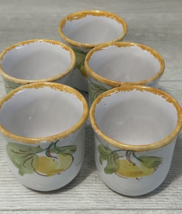 Керамичен  немски комплект чаши ръчно рисувани