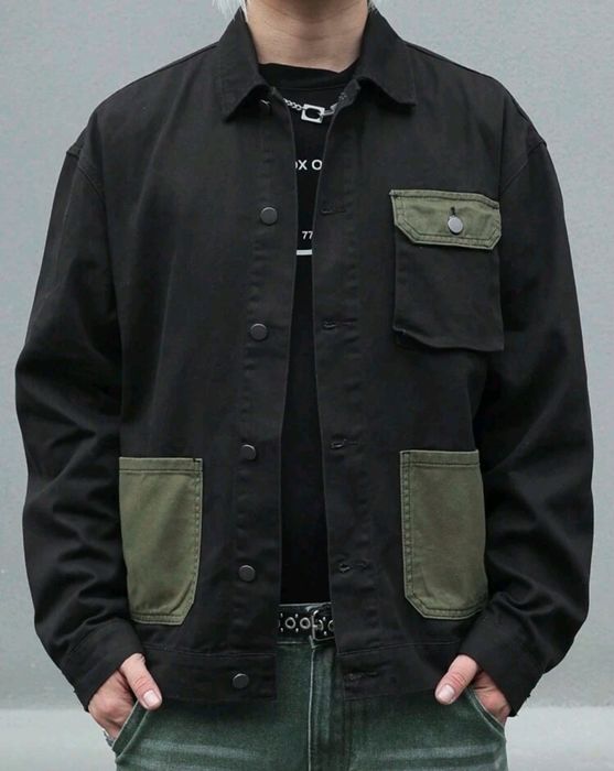 Ново мъжко карго дънково яке риза Street Style изтъркано  деним памук