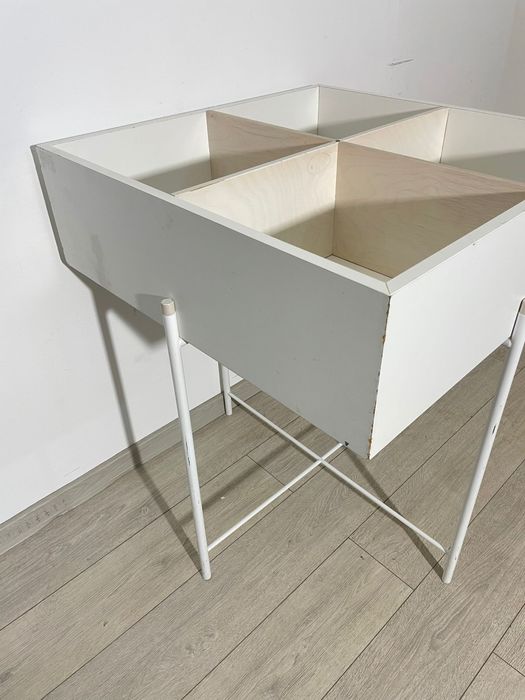 2 Buc. Stand Lemn cu Picior Metalic; Dulap Depozitare; Cutie cu Suport