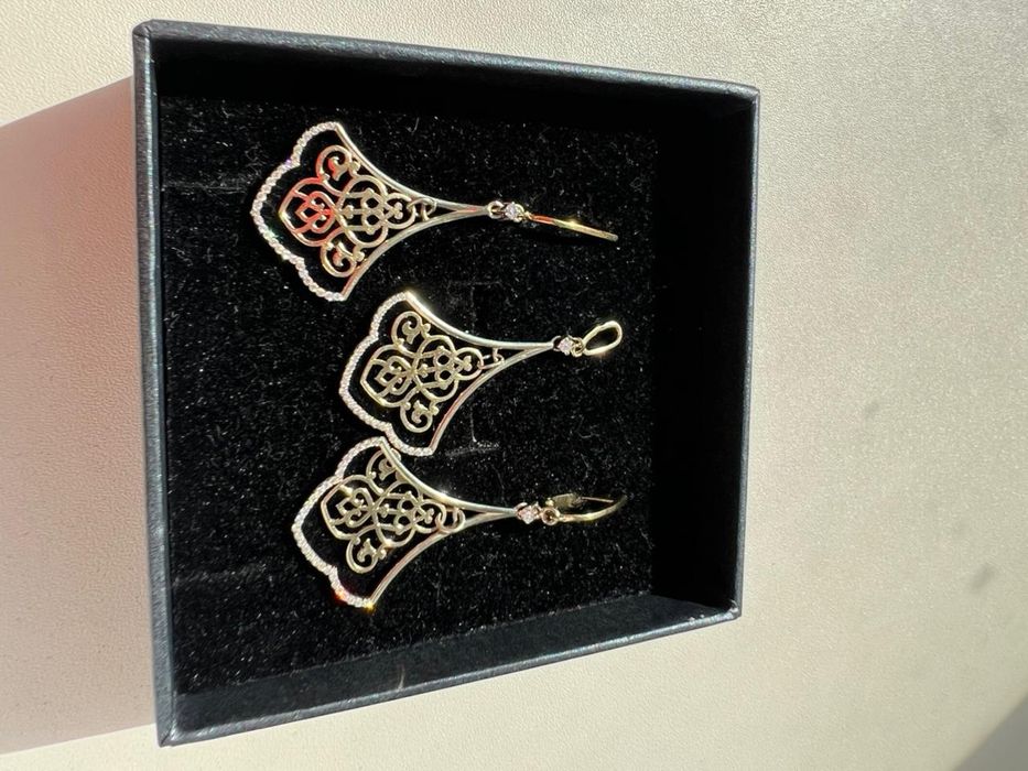 Серьги кулон Золото