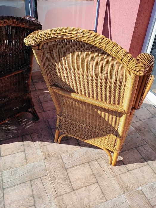 2бр. Големи Градински Кресла Естествен Ратан