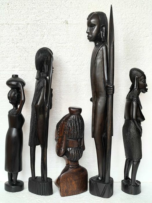 statuete abanos sculptura africa tribul Masai,arta veche vintage antic