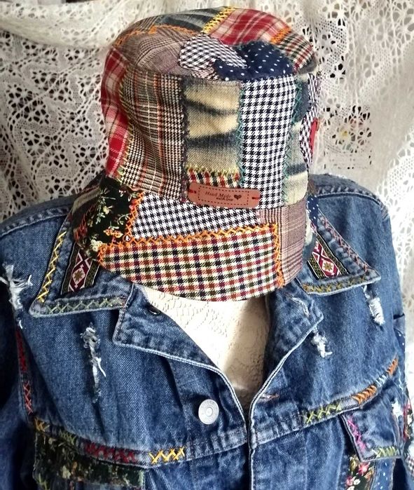 Дънково яке M/L Котки ръчна декорация