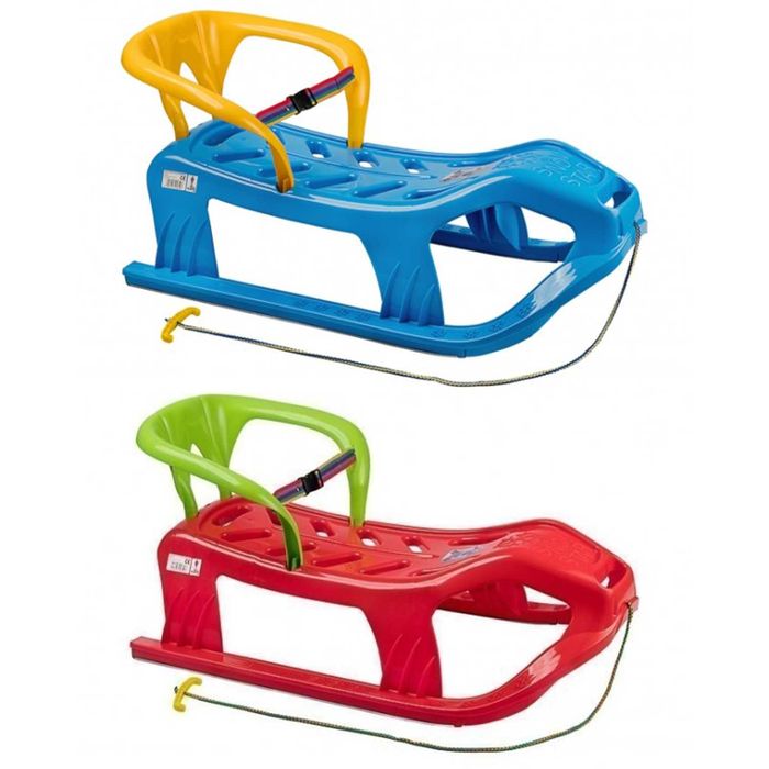 Sanie Copii Mare cu Spatar si Patine din Otel Inoxidabil,de 2 Persoane