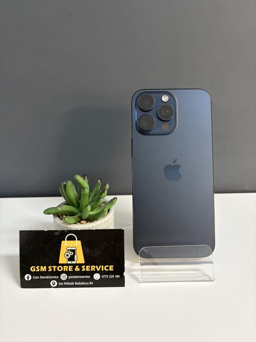 Iphone 15 Pro Max Blue Titanium 256Gb  2 Ani Garantie Gsm Store&Service
