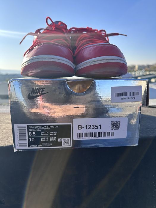 Nike dunk low x off white varsity red