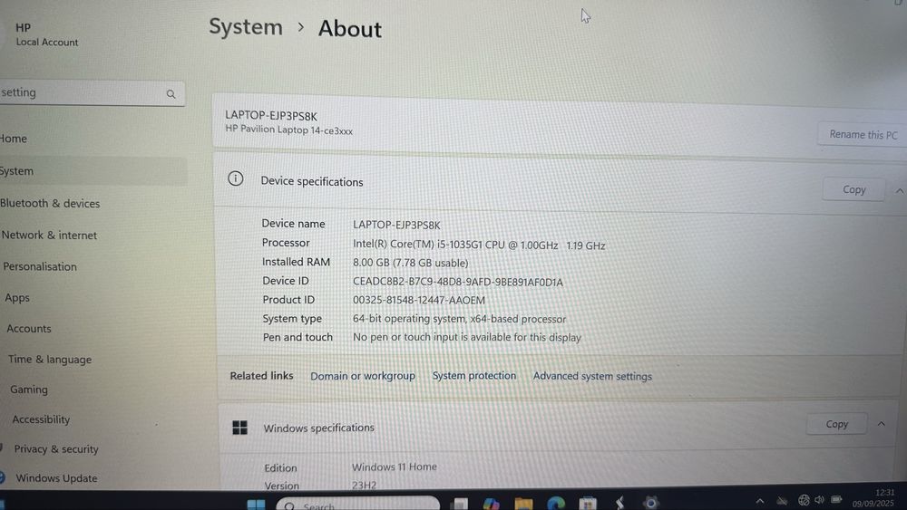 Лаптоп HP Pavilion 14-ce3501sa Intel I5 10th Gen 8GB RAM 512GB SSD