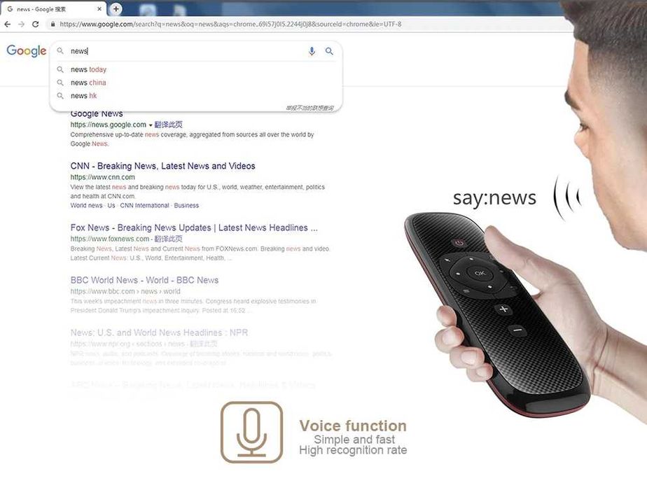 Telecomanda mini tastatura AIR Mouse Voice Control Remote cu Touch Pad