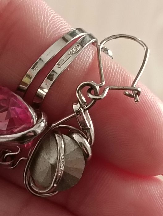 Inel și cercei din argint cu cristale Swarovski