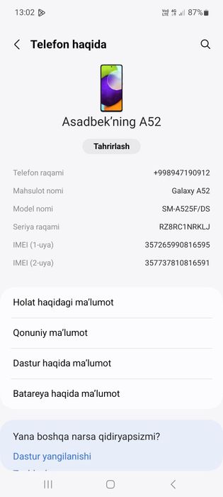 Samsung A52 sotiladi
