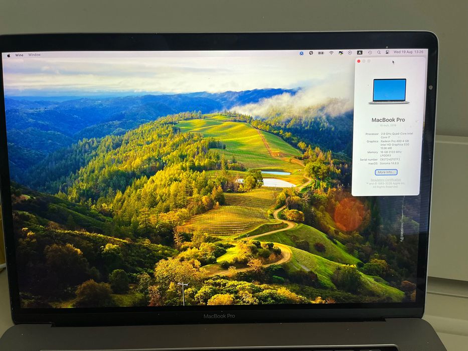 MacBook Pro 15, 2016, 2.9 GHz, Quad-Core Intel Core i7