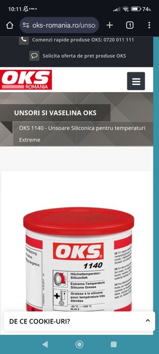 Vaselina unsoare siliconica temperaturi extreme