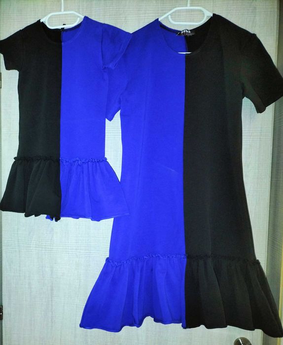 Set rochite mama-fiica 2 culori albastru-negru