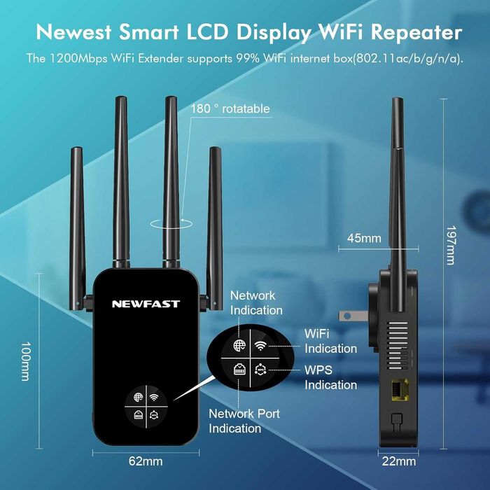 Amplificator NEWFAST WiFi Extender RE523,repetor dual-band 1200Mbps